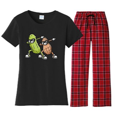 Peanut And Pickle Dabbing Peanut Butter Lover Women's Flannel Pajama Set