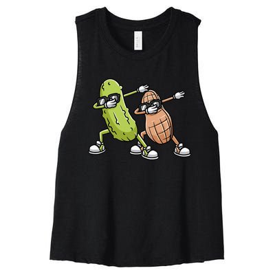 Peanut And Pickle Dabbing Peanut Butter Lover Women's Racerback Cropped Tank