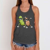 Peanut And Pickle Dabbing Peanut Butter Lover Women's Knotted Racerback Tank