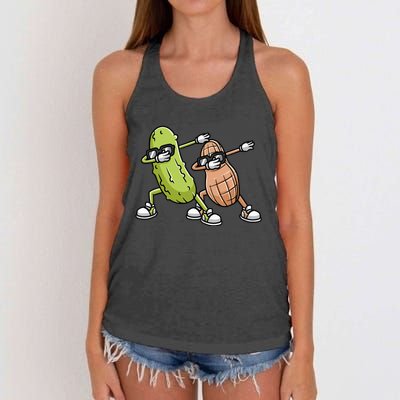 Peanut And Pickle Dabbing Peanut Butter Lover Women's Knotted Racerback Tank