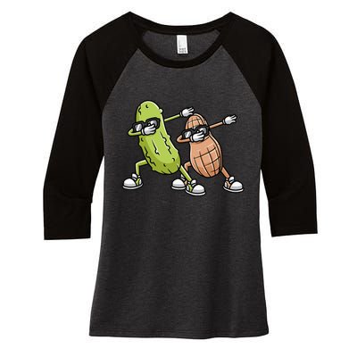 Peanut And Pickle Dabbing Peanut Butter Lover Women's Tri-Blend 3/4-Sleeve Raglan Shirt