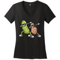 Peanut And Pickle Dabbing Peanut Butter Lover Women's V-Neck T-Shirt