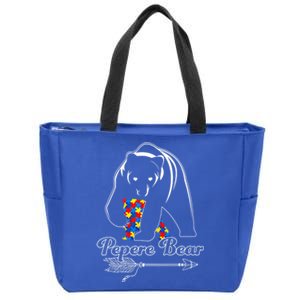 Proud Autism Pepere Bear Autism Awareness Autistic Support Gift Zip Tote Bag