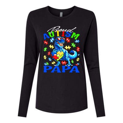 Proud Autism Papa Dinosaur Autism Awareness Gift Womens Cotton Relaxed Long Sleeve T-Shirt