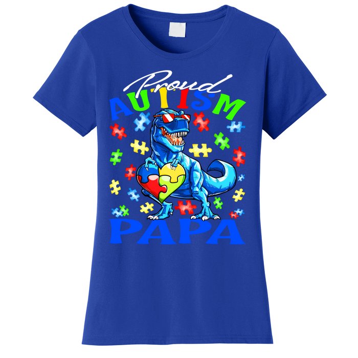 Proud Autism Papa Dinosaur Autism Awareness Gift Women's T-Shirt