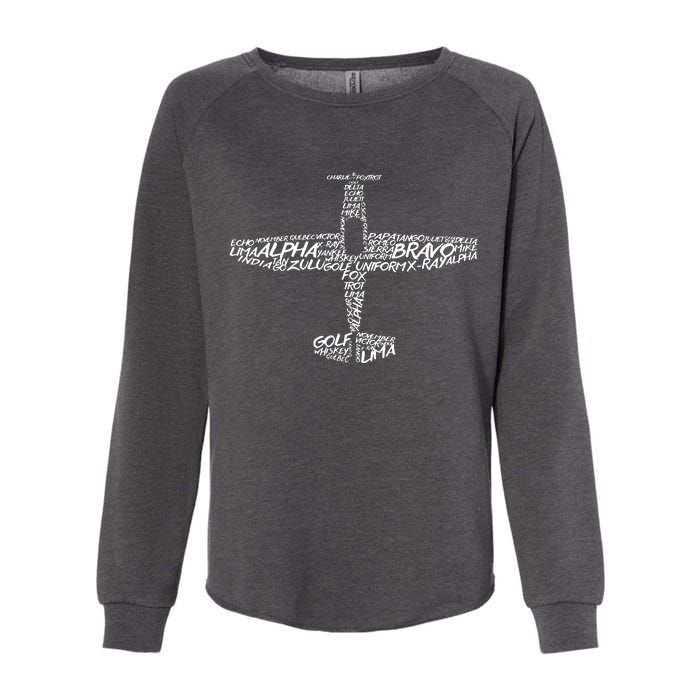 Phonetic Alphabet Pilot Airplane Womens California Wash Sweatshirt