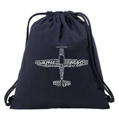 Phonetic Alphabet Pilot Airplane Drawstring Bag