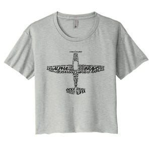 Phonetic Alphabet Pilot Airplane Women's Crop Top Tee