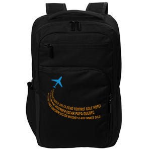 Phonetic Alphabet Pilot Airplane Impact Tech Backpack