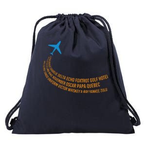 Phonetic Alphabet Pilot Airplane Drawstring Bag