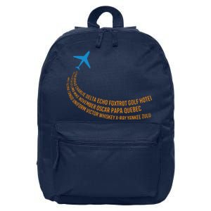 Phonetic Alphabet Pilot Airplane 16 in Basic Backpack