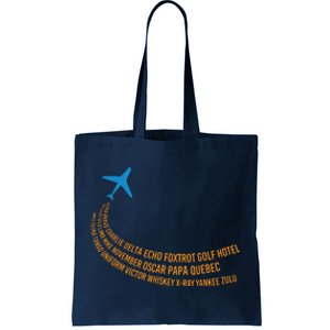 Phonetic Alphabet Pilot Airplane Tote Bag