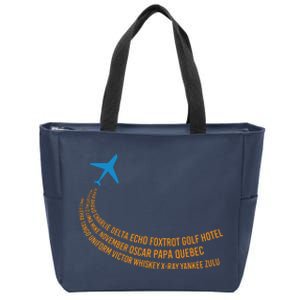 Phonetic Alphabet Pilot Airplane Zip Tote Bag