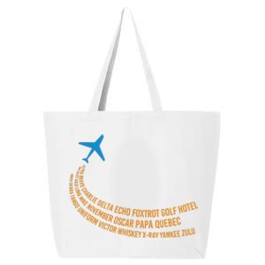 Phonetic Alphabet Pilot Airplane 25L Jumbo Tote