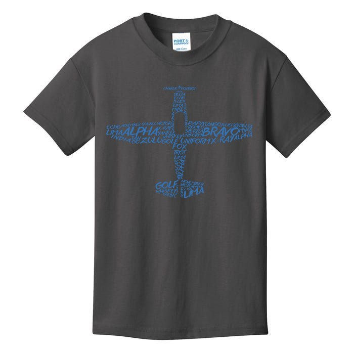 Phonetic Alphabet Pilot Airplane Kids T-Shirt