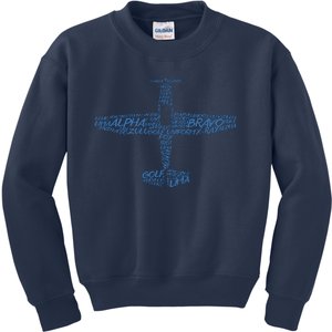 Phonetic Alphabet Pilot Airplane Kids Sweatshirt