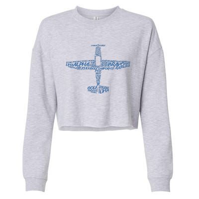 Phonetic Alphabet Pilot Airplane Cropped Pullover Crew