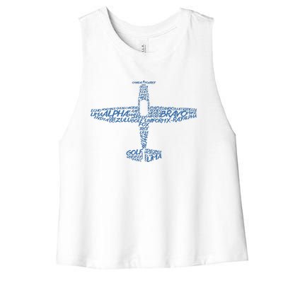 Phonetic Alphabet Pilot Airplane Women's Racerback Cropped Tank