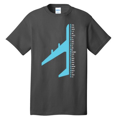 Phonetic Alphabet Pilot Airplane Funny Aviator Lover Tall T-Shirt