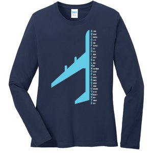 Phonetic Alphabet Pilot Airplane Funny Aviator Lover Ladies Long Sleeve Shirt