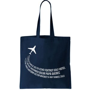 Phonetic Alphabet Pilot Airplane Tote Bag