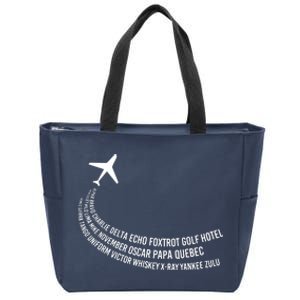 Phonetic Alphabet Pilot Airplane Zip Tote Bag