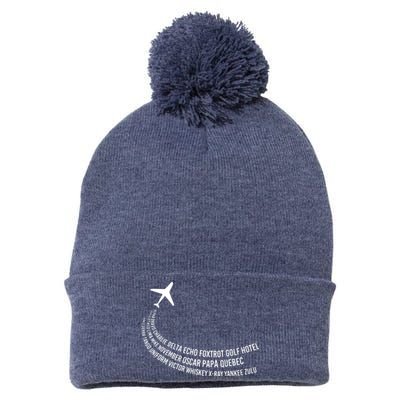 Phonetic Alphabet Pilot Airplane Pom Pom 12in Knit Beanie