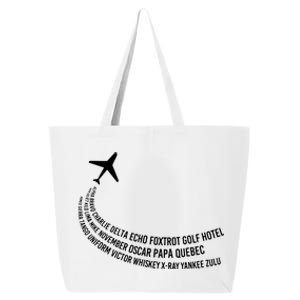 Phonetic Alphabet Pilot Airplane 25L Jumbo Tote