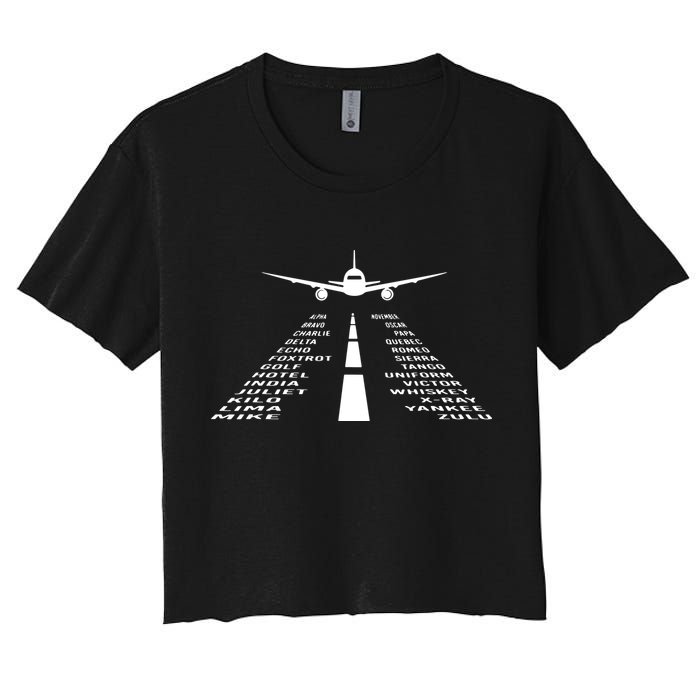Phonetic Alphabet Pilot Airplane Women's Crop Top Tee