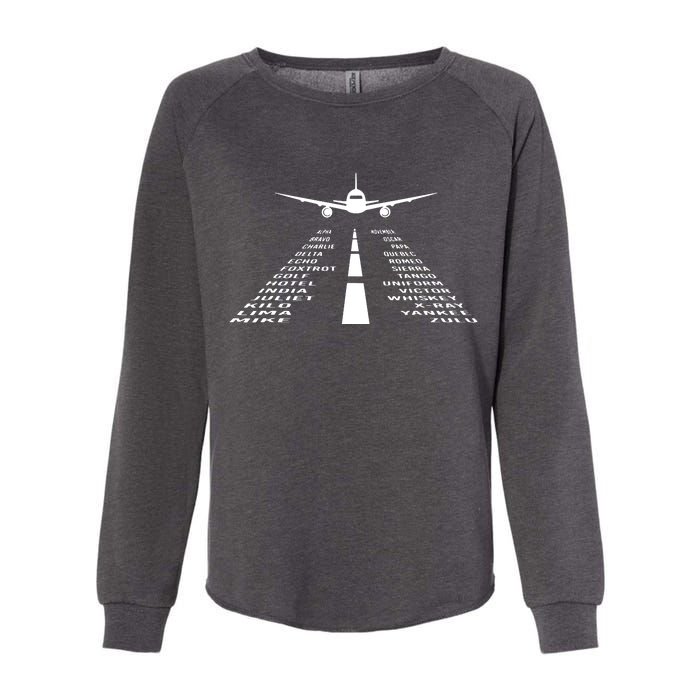 Phonetic Alphabet Pilot Airplane Womens California Wash Sweatshirt