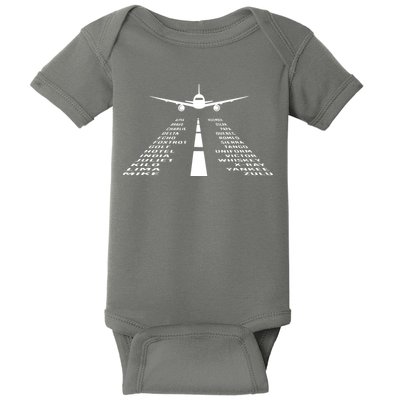 Phonetic Alphabet Pilot Airplane Baby Bodysuit