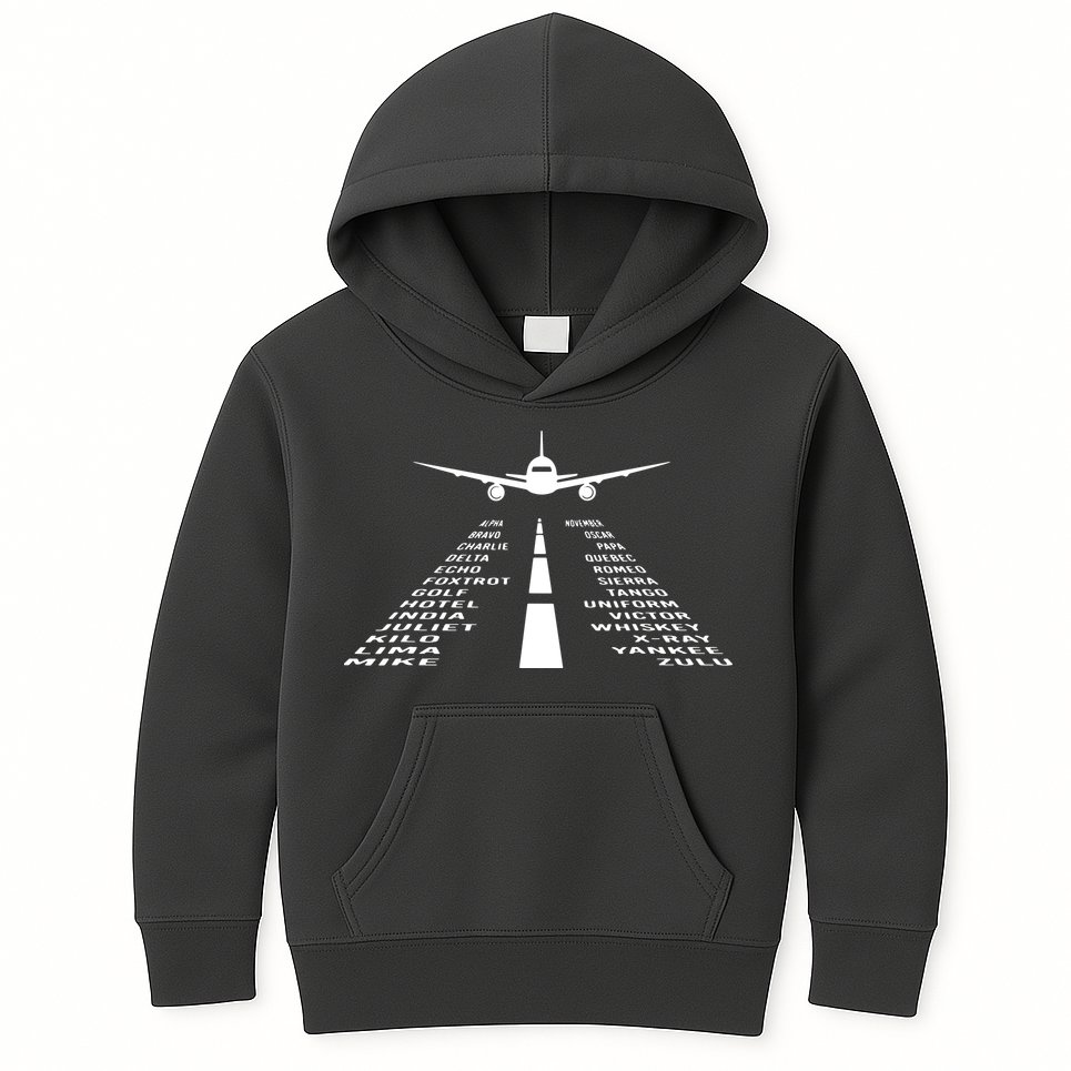 Phonetic Alphabet Pilot Airplane Kids Hoodie