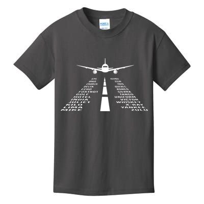 Phonetic Alphabet Pilot Airplane Kids T-Shirt