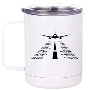 Phonetic Alphabet Pilot Airplane 12 oz Stainless Steel Tumbler Cup