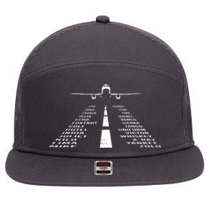 Phonetic Alphabet Pilot Cadet Airplane 7 Panel Mesh Trucker Snapback Hat