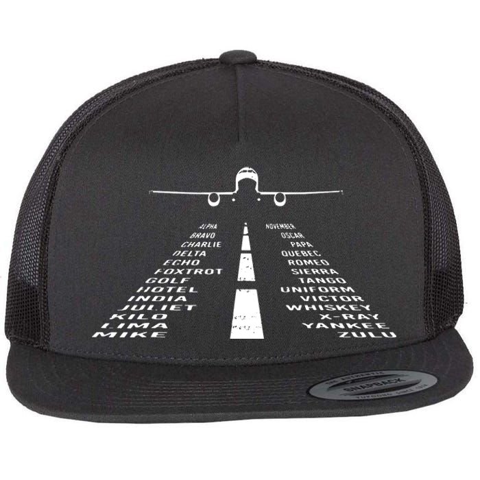 Phonetic Alphabet Pilot Cadet Airplane Flat Bill Trucker Hat