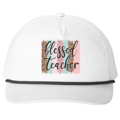 Pink Animal Print Teacher Appreciation Day Blessed Quote Gift Snapback Five-Panel Rope Hat