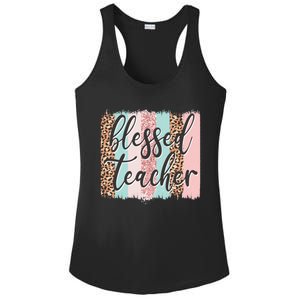 Pink Animal Print Teacher Appreciation Day Blessed Quote Gift Ladies PosiCharge Competitor Racerback Tank