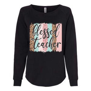 Pink Animal Print Teacher Appreciation Day Blessed Quote Gift Womens California Wash Sweatshirt