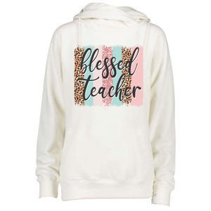 Pink Animal Print Teacher Appreciation Day Blessed Quote Gift Womens Funnel Neck Pullover Hood