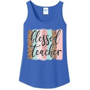 Pink Animal Print Teacher Appreciation Day Blessed Quote Gift Ladies Essential Tank