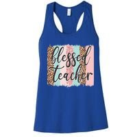 Pink Animal Print Teacher Appreciation Day Blessed Quote Gift Women's Racerback Tank