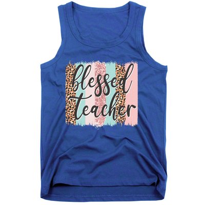 Pink Animal Print Teacher Appreciation Day Blessed Quote Gift Tank Top