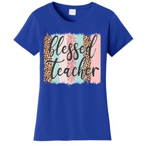 Pink Animal Print Teacher Appreciation Day Blessed Quote Gift Women's T-Shirt