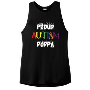 Proud Autism Poppa Dad Gift Ladies PosiCharge Tri-Blend Wicking Tank