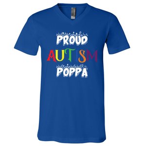 Proud Autism Poppa Dad Gift V-Neck T-Shirt