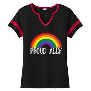 Proud Ally Pride Rainbow Queer Lesbian Gay Csd Party Lgbtq+ Ladies Halftime Notch Neck Tee