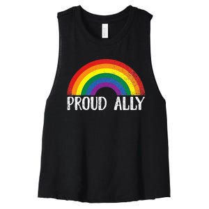 Proud Ally Pride Rainbow Queer Lesbian Gay Csd Party Lgbtq+ Women's Racerback Cropped Tank