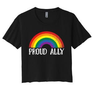 Proud Ally Pride Rainbow Queer Lesbian Gay Csd Party Lgbtq+ Women's Crop Top Tee