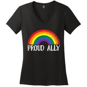 Proud Ally Pride Rainbow Queer Lesbian Gay Csd Party Lgbtq+ Women's V-Neck T-Shirt